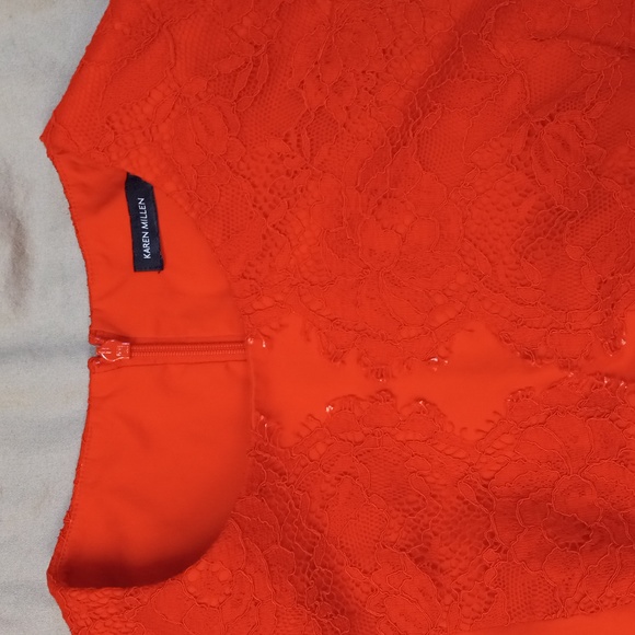 Karen Millen orange cotton stretch dress - Picture 3 of 9